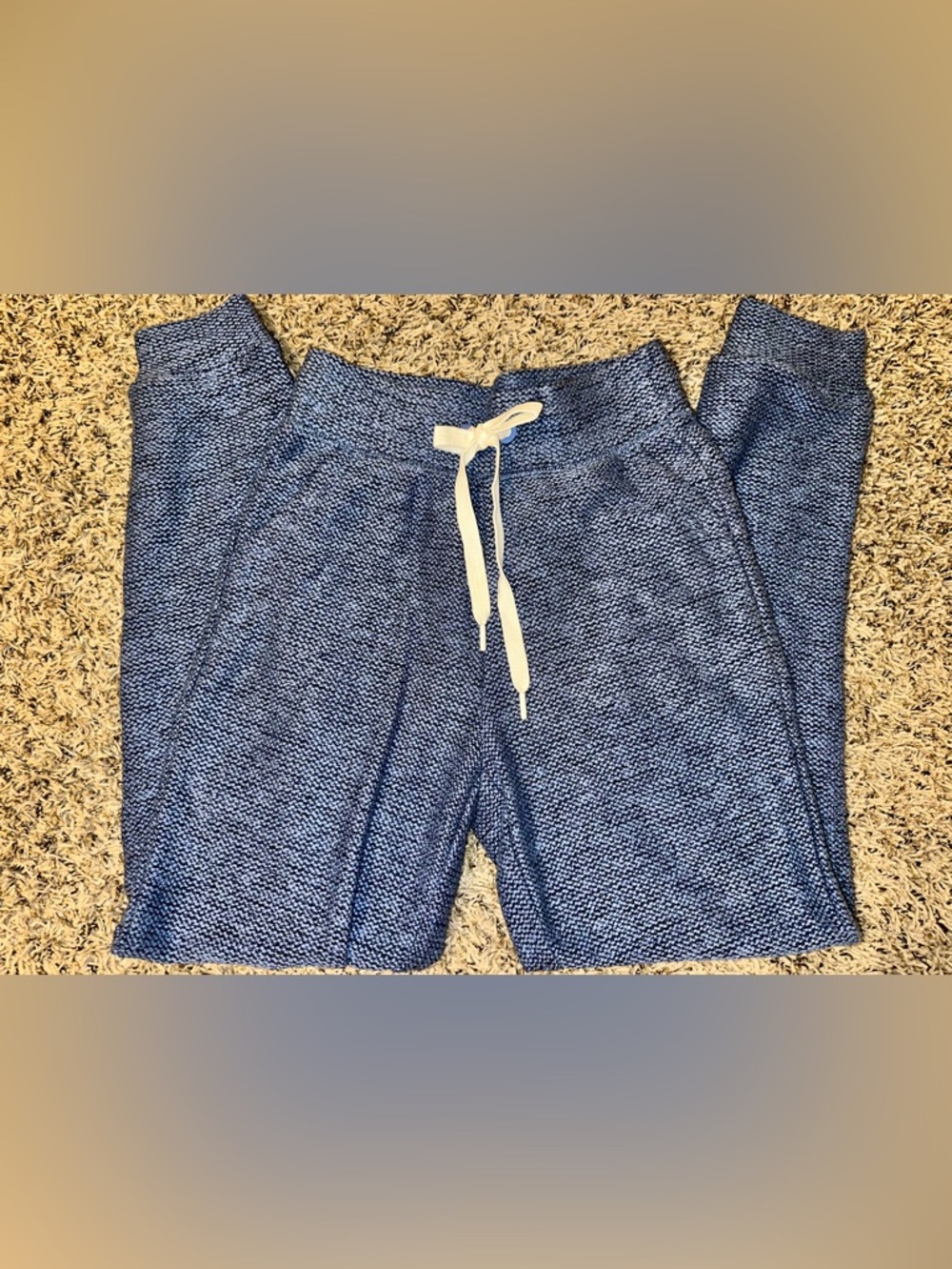 aerie Women’s Blue Knit Track Joggers with White Drawstring